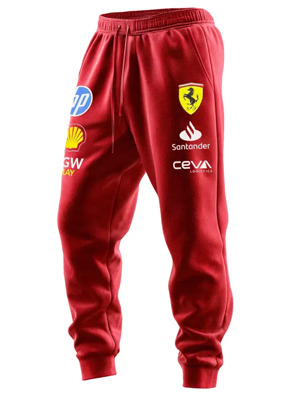 Men's 2025 Newest Retro Racing Print Red Sports Pants - Wantbright.com 