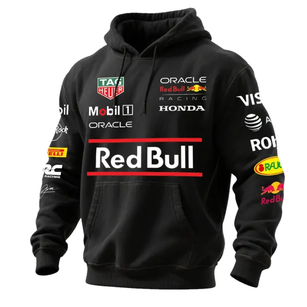 Men's 2025 Newest Retro Racing Print Black Oversized Hoodie - Wayrates.com 
