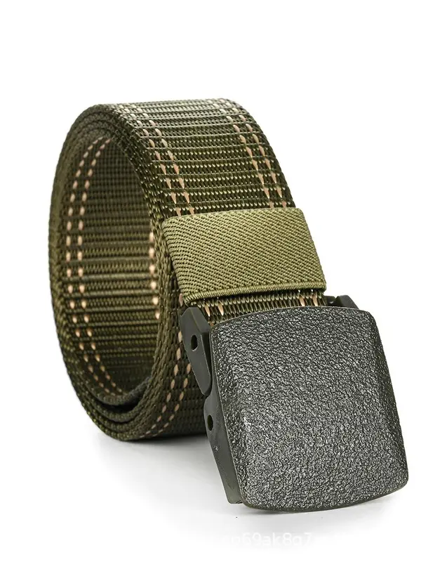 Men'S Outdoor Sports And Casual Nylon Elastic Buckle Automatic Tactical Canvas Belt - Wantbright.com 