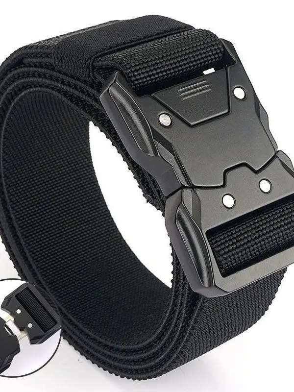 Men'S Outdoor Tactical Canvas Belt Sports And Casual Nylon Elastic Automatic Buckle - Pragmaace.com 