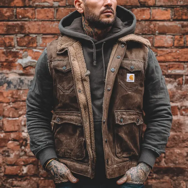 Winter-Ready Hooded Vest With Faux Fur Lining For Men - Wayrates.chimpone.com 