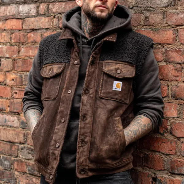 Stylish Hooded Vest With Faux Fur Lining For Winter Wear - Wayrates.com 