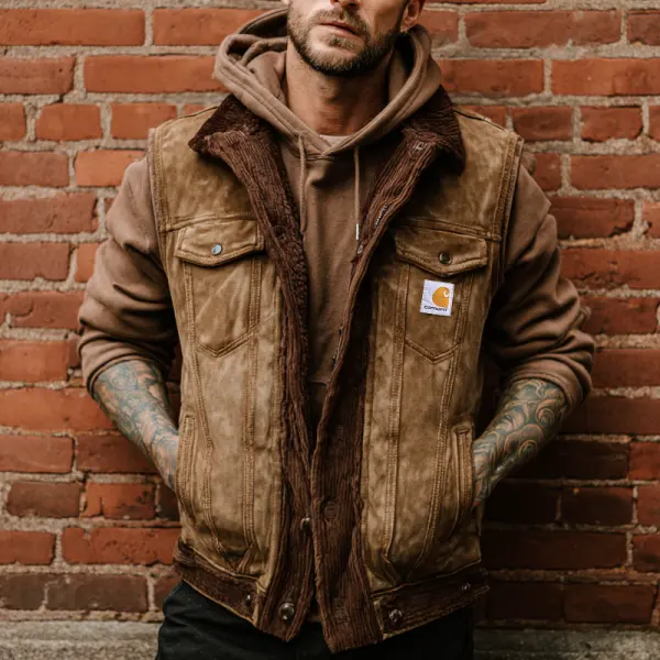 Stylish Suede Hooded Vest For Men - Perfect For Casual And Outdoor Adventures - Wayrates.com 