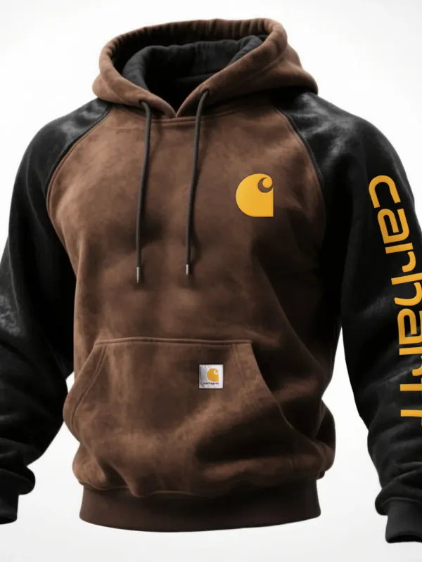 Carhartt Men's Western Retro Suede contrast Hooded Sweatshirt - Simplyion.com 