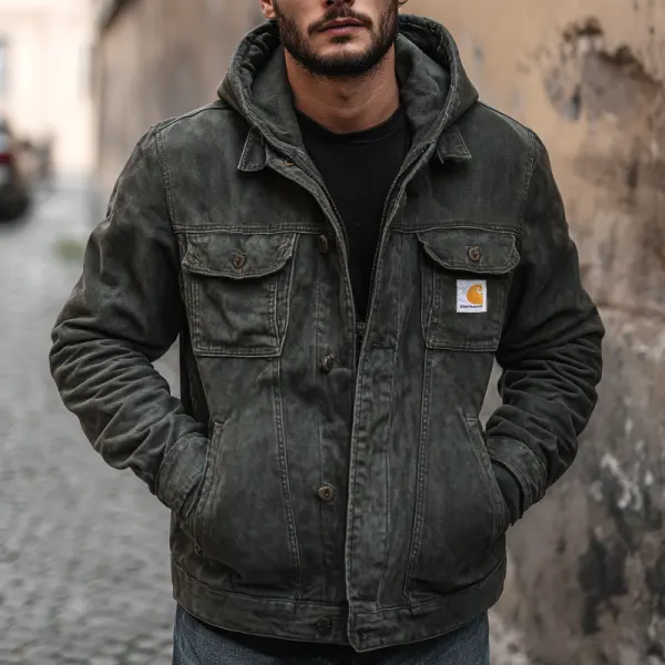 Distressed Hooded Jacket For Men - Perfect For Casual And Outdoor Adventures - Wayrates.com 