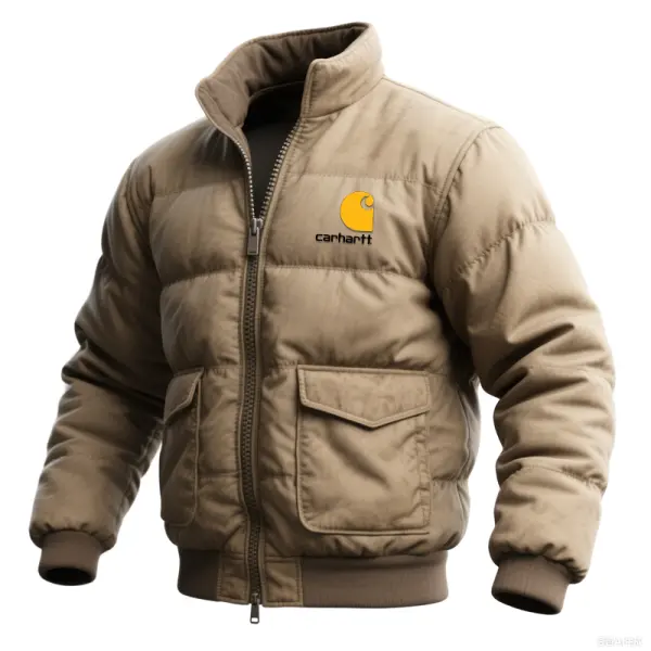 Quilted Puffer Jacket For Winter - Warm And Stylish Outerwear With Logo Embellishment - Wayrates.com 
