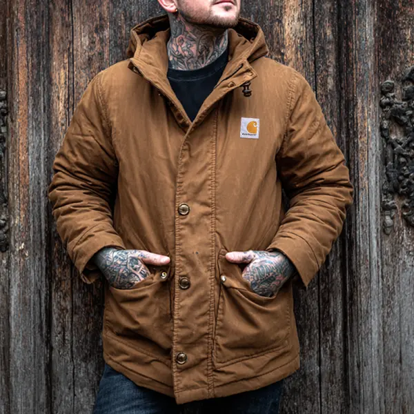 Classic Hooded Jacket With Stylish Tattoo-Inspired Design - Wayrates.com 