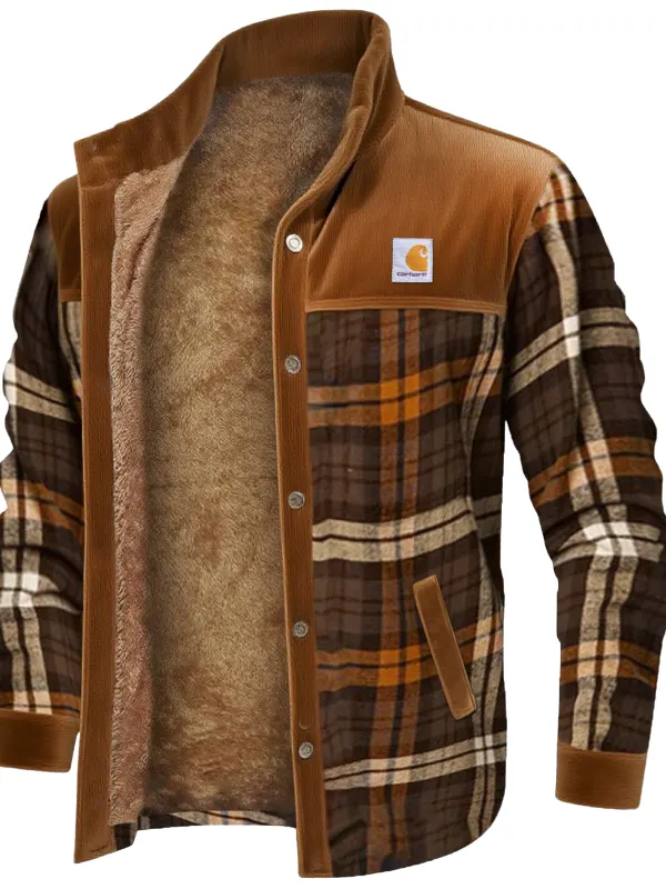 Carhartt Men's Vintage Western Cowboy Plaid And Fleece Jacket - Wantbright.com 