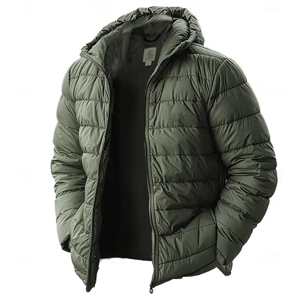 Men's Vintage Military Green Puffer Jacket With Hood - Cotosen.chimpone.com 