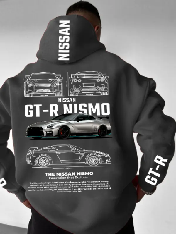 Men's Loose Casual Racing Print Hooded Sweatshirt - Simplyion.com 