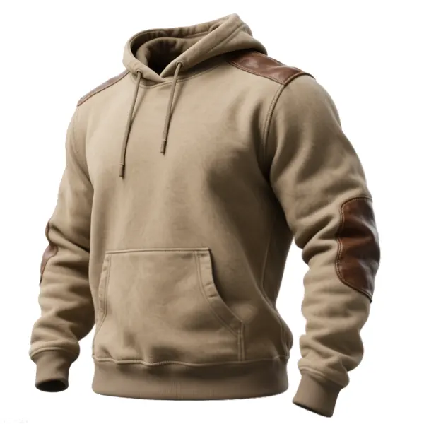 Hooded Sweatshirt With Reinforced Elbow Patches And Front Pocket - Perfect For Casual Wear - Cotosen.chimpone.com 