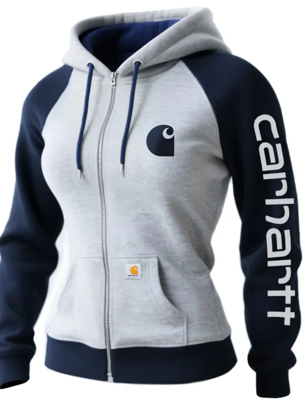 Carhartt Women's Retro Western Hooded Sweatshirt Zipper Cardigan Jacket - Menwyx.com 