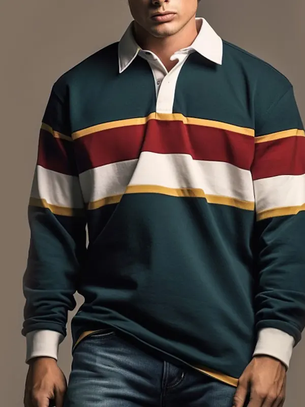 Stylish Striped Rugby Shirt For Men - Perfect For Casual And Sporty Looks - Wantbright.com 
