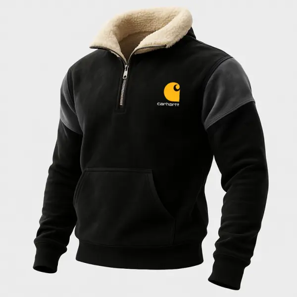 Winter-Ready Half-Zip Pullover With Fleece Collar For Men - Wayrates.chimpone.com 