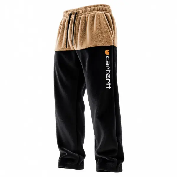 Men's Vintage Embroidery Fleece Contrast Waistband Sweatpants Pants - Wayrates.com 
