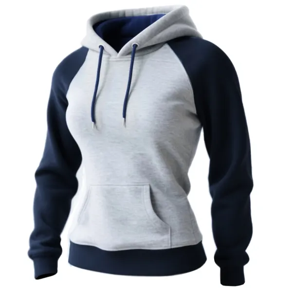 Retro Western Style Women's Raglan Sleeve Contrast Color Stitching 1 Hooded Sweatshirt - Cotosen.chimpone.com 
