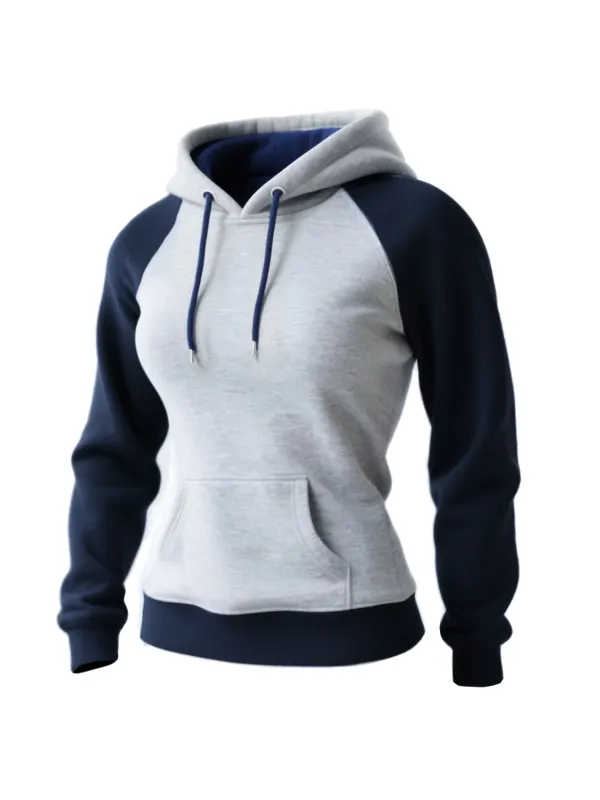 Retro Western Style Women's Raglan Sleeve Contrast Color Stitching 1 Hooded Sweatshirt - Hoplady.chimpone.com 