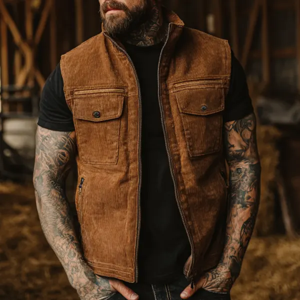Stylish Corduroy Vest For Men - Perfect For Casual And Outdoor Adventures - Wayrates.chimpone.com 