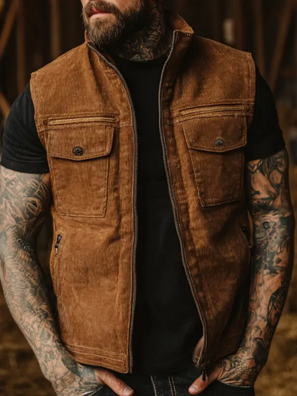 Stylish Corduroy Vest For Men - Perfect For Casual And Outdoor Adventures - Wantbright.com 