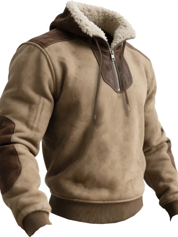 Men's Western Colorblock Fleece Hoodie - Simplyion.com 