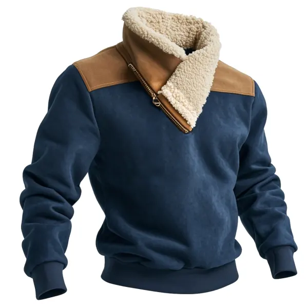 Men's Vintage Fleece Scarf Collar Sweatshirt - Wayrates.chimpone.com 
