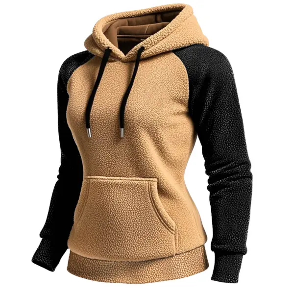 Women's Vintage Western Cowboy Contrast Fleece Raglan Sleeve Pocket Hoodie - Wayrates.chimpone.com 