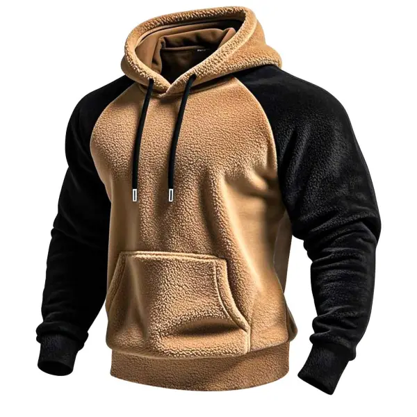 Men's Vintage Western Cowboy Contrast Fleece Raglan Sleeve Pocket Hoodie - Wayrates.chimpone.com 