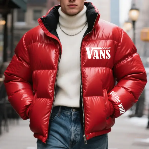 Men's Colorblock Puffer Jacket With Off The Wall Logo Winter Street Style - Wayrates.chimpone.com 