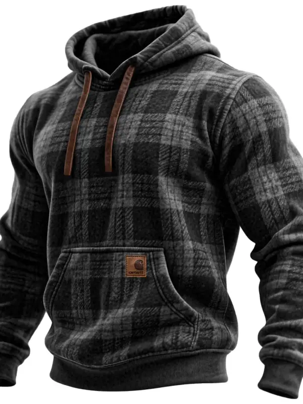 Carhartt Men's Vintage Western Cowboy Plaid Print Pocket Hoodie - Simplyion.com 