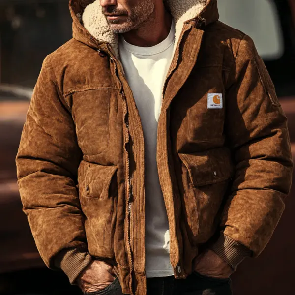 Men's Vintage Warm Brown Suede Jacket With Fleece Lining - Wayrates.chimpone.com 
