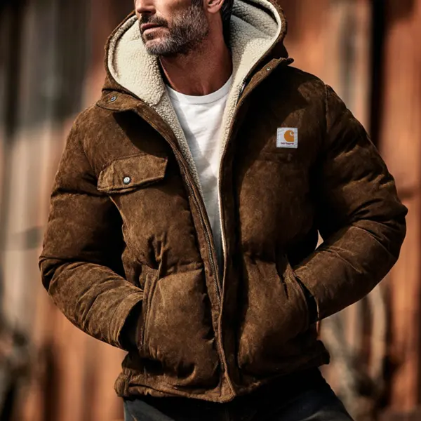 Men's Vintage Warm And Stylish Winter Puffer Jacket With Sherpa Lining - Wayrates.chimpone.com 