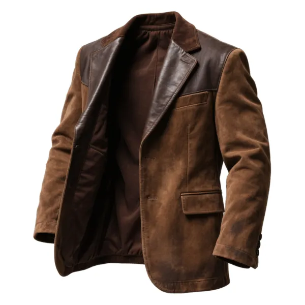 Men's Western Vintage Leather And Suede Jacket - Upgradecool.com 