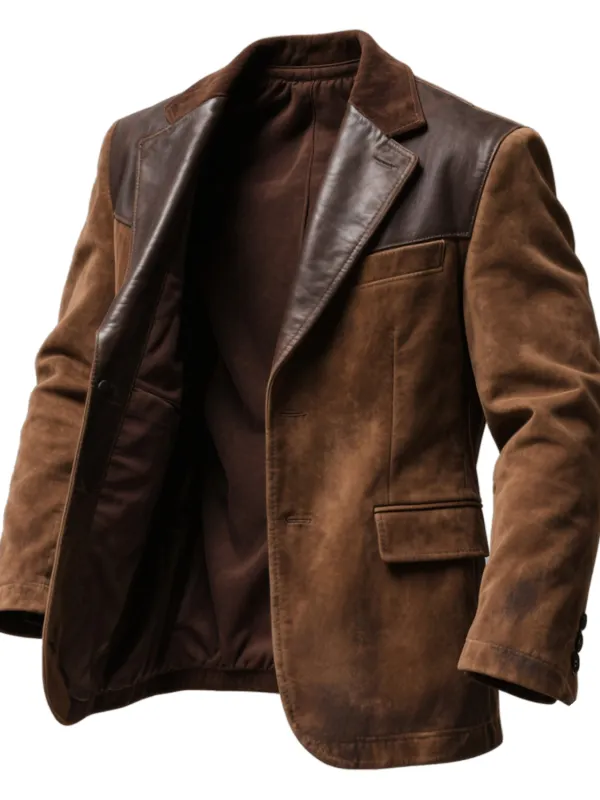 Men's Western Vintage Leather And Suede Jacket - Wantbright.com 