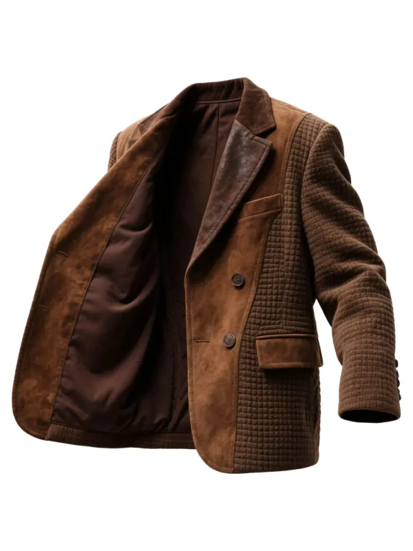 Men's Western Retro Houndstooth Suede Jacket - Hoplady.chimpone.com 