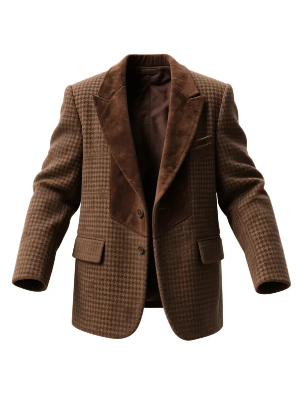 Men's Western Retro Houndstooth Suede Jacket - Hoplady.chimpone.com 