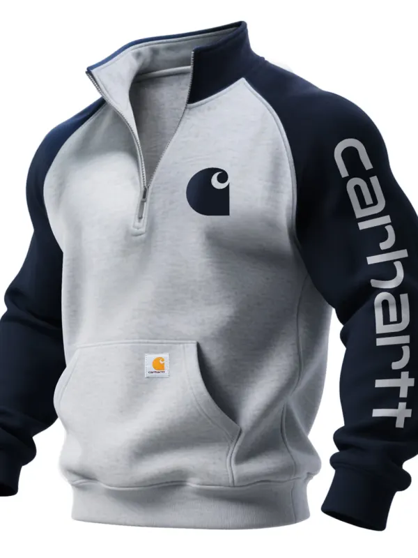 Loose Casual Contrast Color Raglan Sleeve Stand Collar Sweatshirt - Simplyion.com 