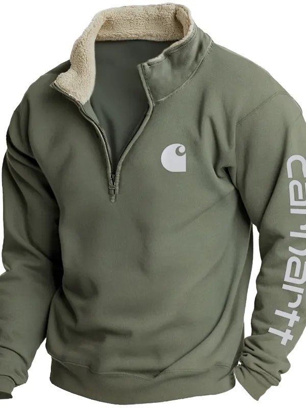 Outdoor Men's Casual Retro Half Zip Stand Collar Sweatshirt Retro Western Sweatshirt - Simplyion.com 