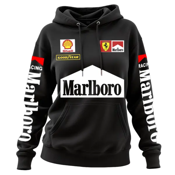 Women's 2025 Newest Retro Racing Print Black Oversized Hoodie - Wayrates.chimpone.com 