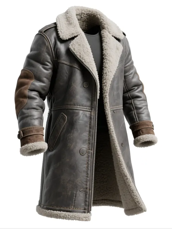 Classic Aviator Jacket With Detachable Shearling Collar - Perfect For Winter And Casual Outfits - Wantbright.com 