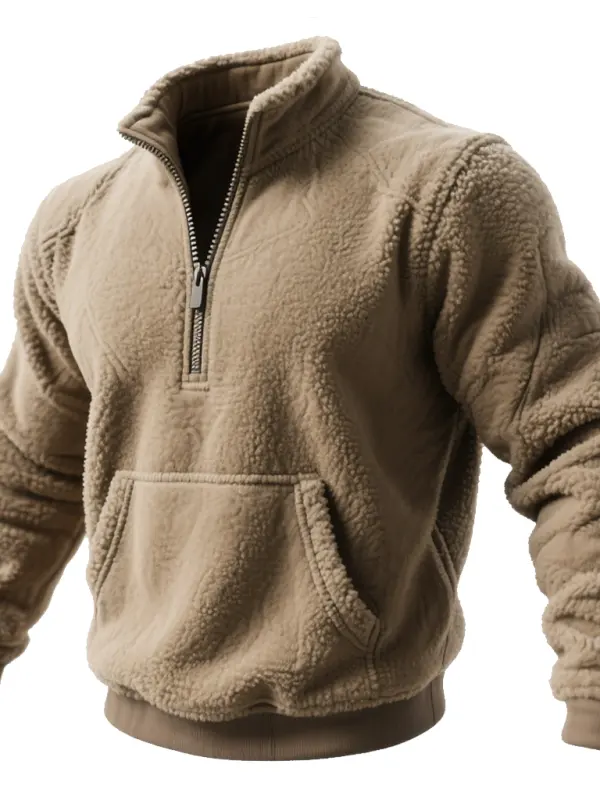 Lamb Fleece Cozy Half-Zip Pullover For Ultimate Warmth And Style - Simplyion.com 