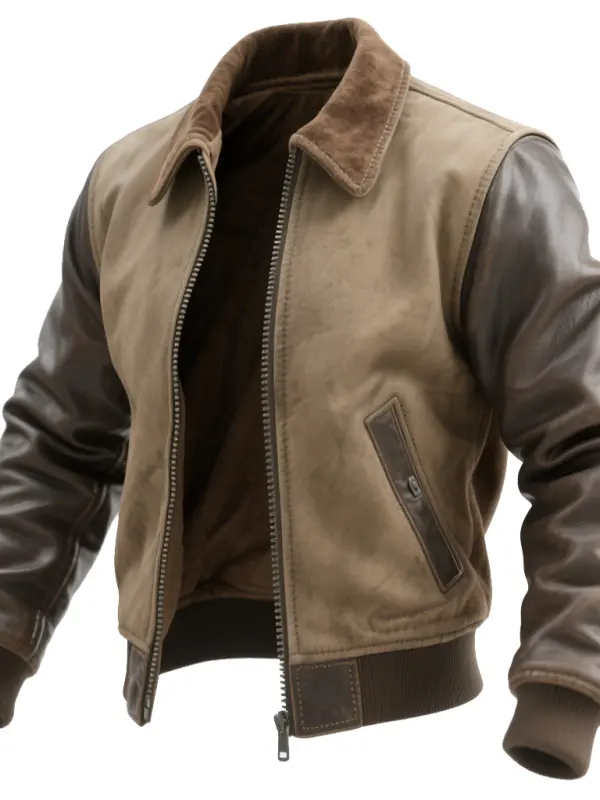 Stylish Biker Jacket With Contrast Sleeves For Men - Perfect For Casual And Outdoor Adventures - Simplyion.com 