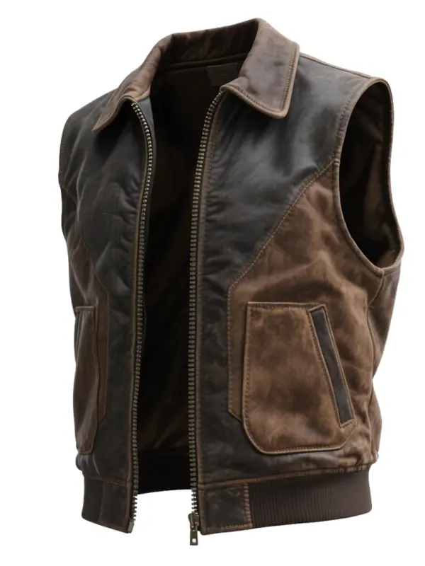 Stylish Leather Vest For Men - Perfect For Casual And Outdoor Adventures - Simplyion.com 