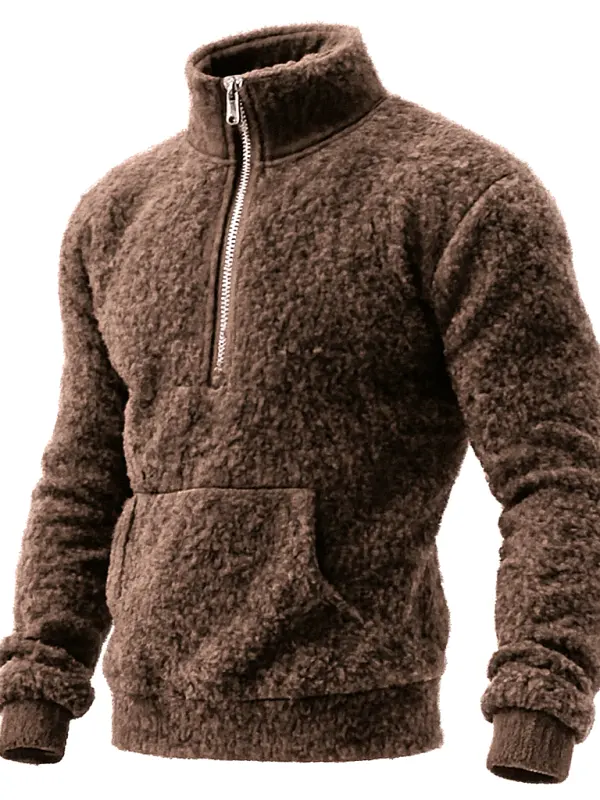 Teddy Fleece Cozy Half-Zip Pullover For Ultimate Warmth And Style - Wantbright.com 