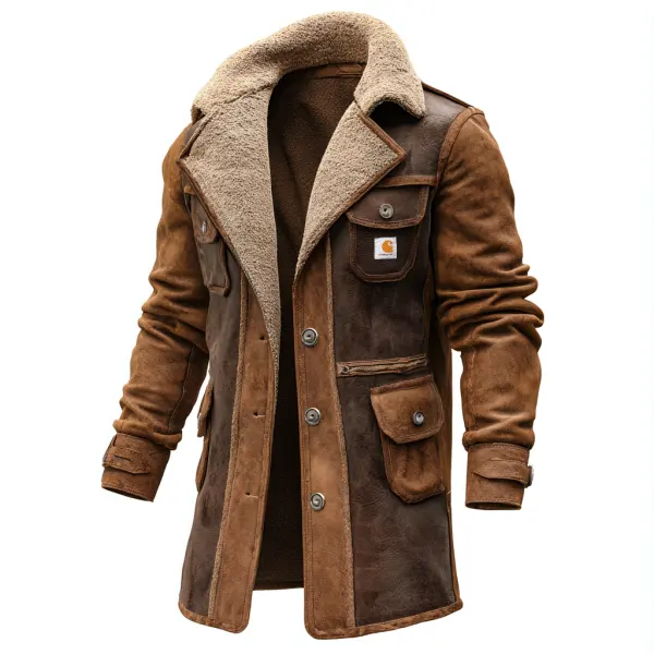 Men's Vintage Warm Brown Shearling Coat - Wayrates.chimpone.com 