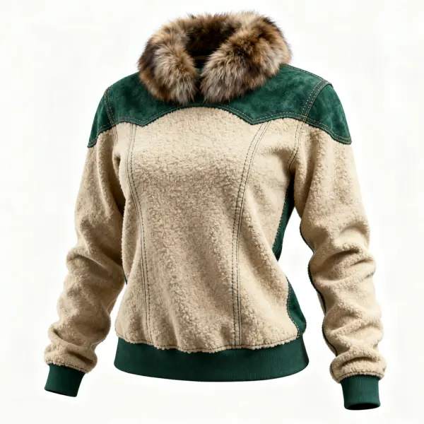 Cozy Faux Fur Collar Sweater For Winter Outdoors - Upgradecool.com 
