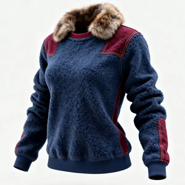Cozy Faux Fur Trimmed Pullover For Winter Warmth - Upgradecool.com 