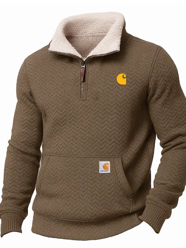 Quilted Quarter-Zip Pullover With Sherpa Collar For Ultimate Warmth And Style - Wantbright.com 