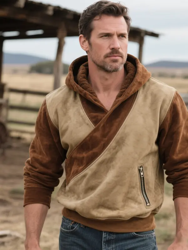 Men's Casual Hooded Jacket Sweatshirt With Contrasting Colors - Menwyx.com 