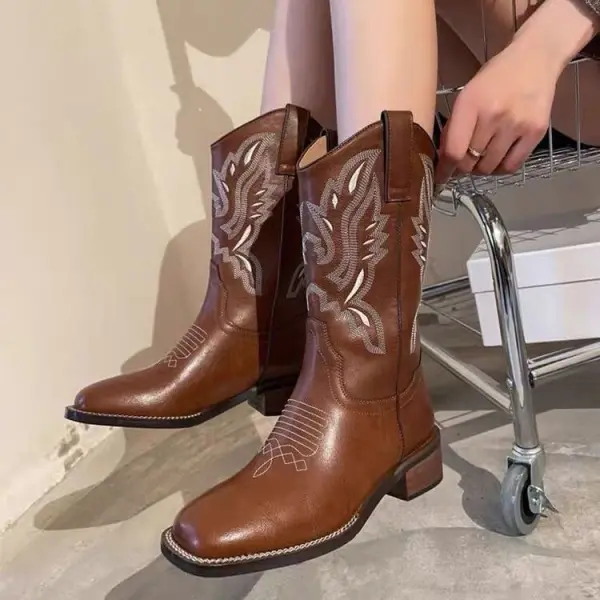 Western-Inspired Embroidered Cowboy Boots For Women - Upgradecool.com 