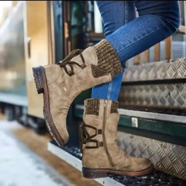 Women's Vintage Winter-Ready Lace-Up Ankle Boots With Stud Detailing - Upgradecool.com 